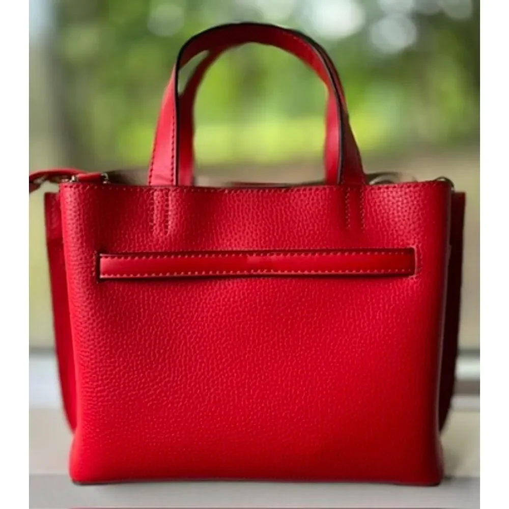 Michael Kors Emilia Small Pebbled Leather Satchel in bright red